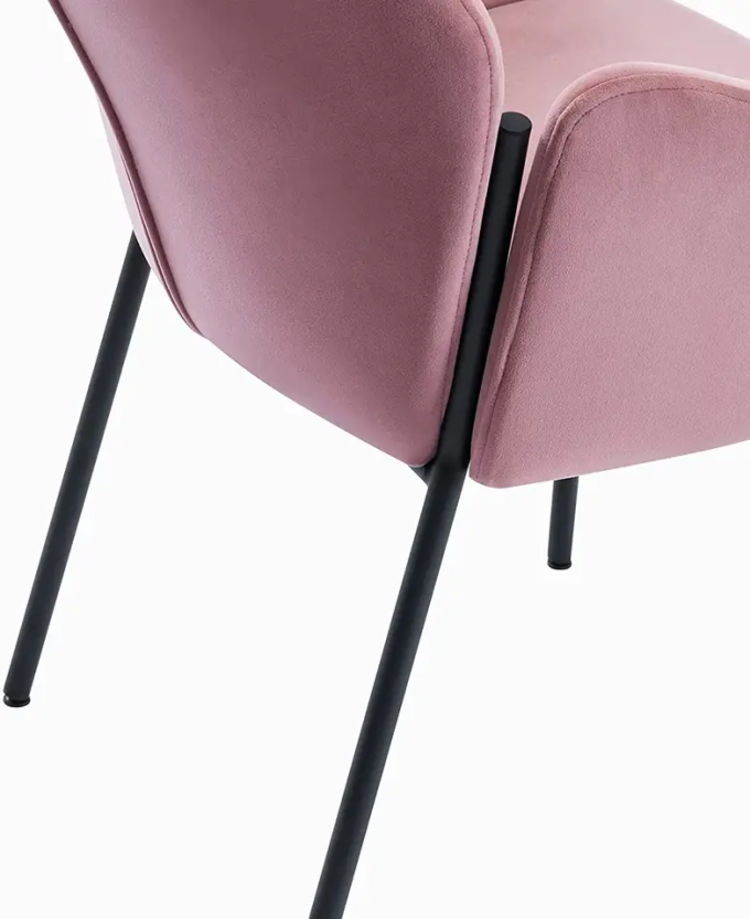 Anti Fading Velvet Modern Single Seater Chair Pink Color For Kitchen 3