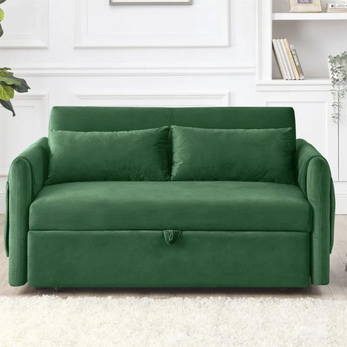 multi-functional dual-purpose loveseat with fold out bed green velvet sofa beds low prices with side pocket 2