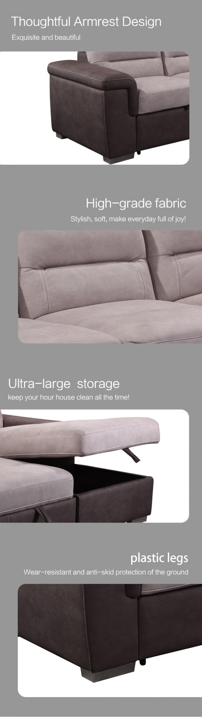 Hot sale living room sofa set Modern design corner sofa L shape sectional sleeper sofa with storage Custom folding bed 5