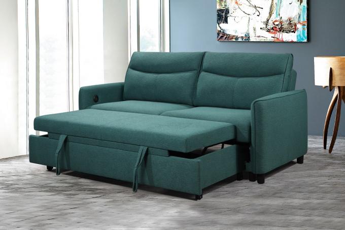 FSC-BSCI assembly functional Convertible linen fabric living room 3seater Upholstered Foldable Sleeper sofas bed with 4