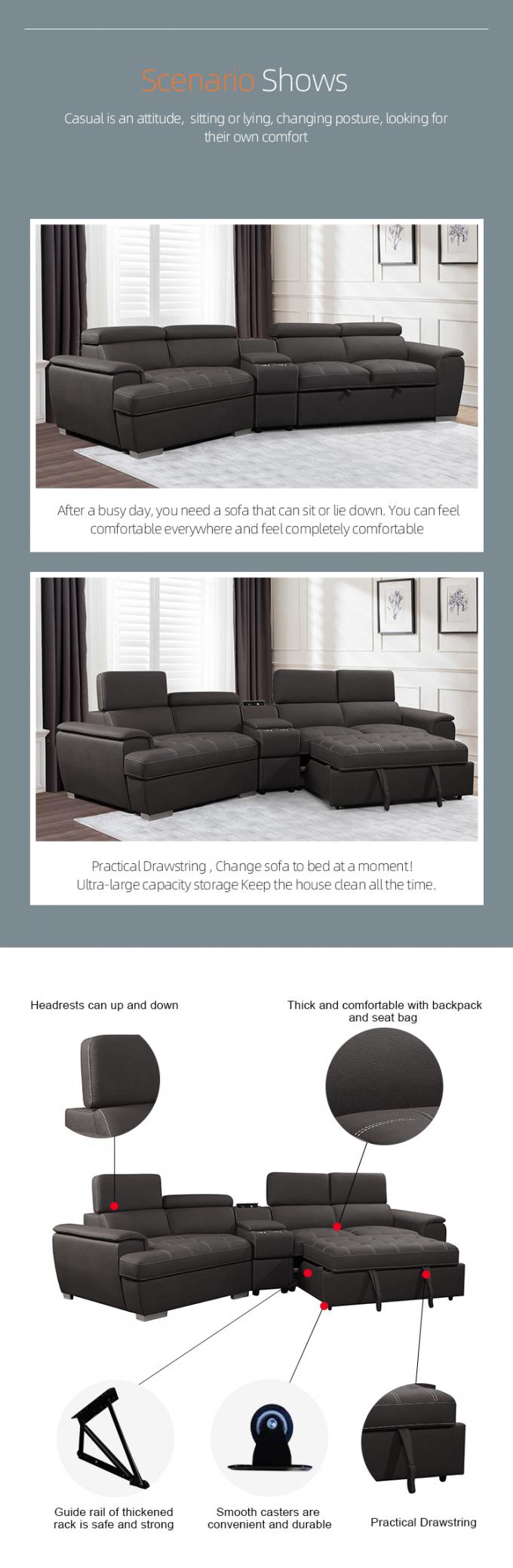 High quality Modern style fabric corner sofa set with USB Sectional living room tea table set sofa 1