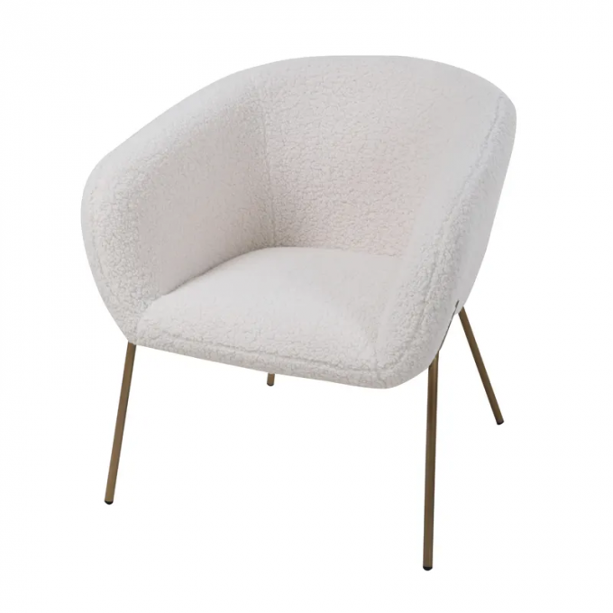 Soft Velvet Modern Single Seater Chair Anti Fading White Color 4