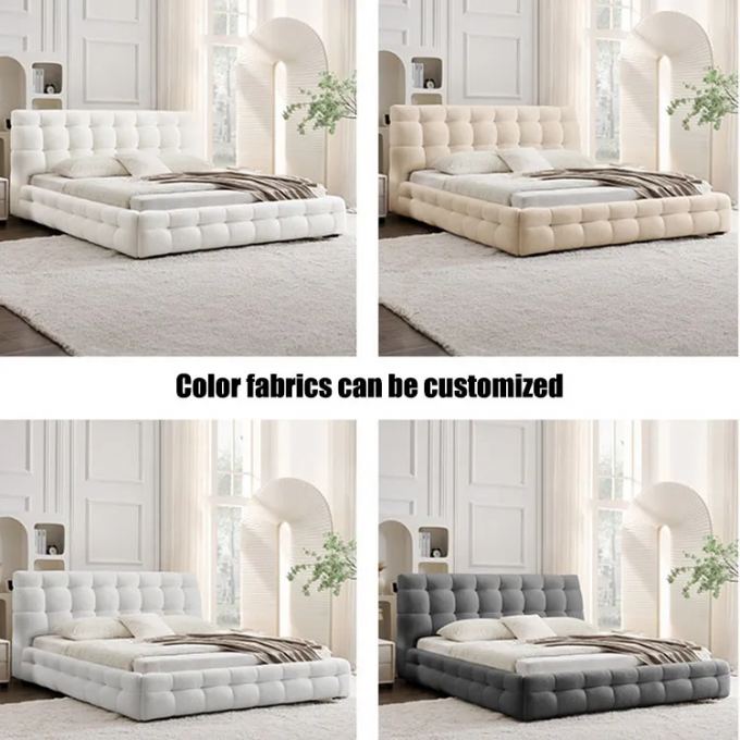 OEM/ODM Furniture Factory direct sales latest cream lambwool bread pattern hotel beds twin bed king bed queen bed 9