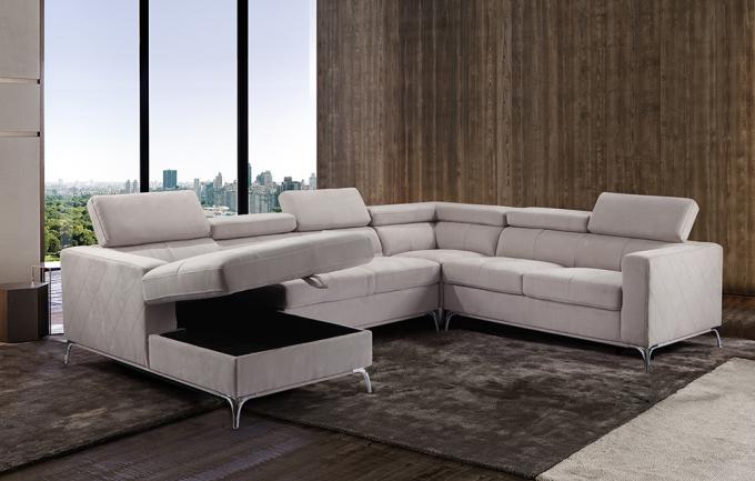 OEM/ODM Furniture Manufacturer Modern Living room sofa fabric sectional sofa couch with headrest and storage 3