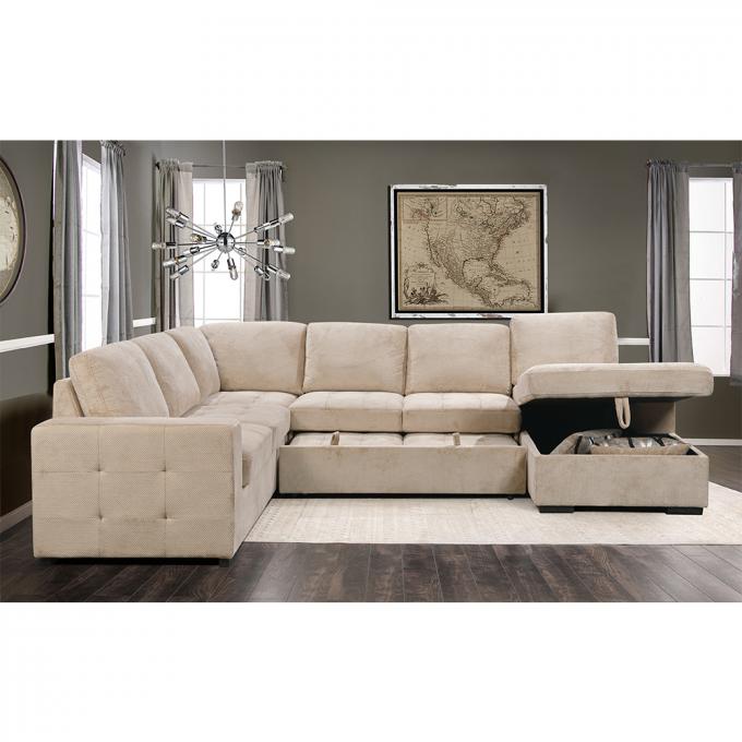 Best Selling Trustworthy Corner Foldable breathable beige fabric 2 loveseat extendable bed Sleeper Sectional Sofa Bed 3