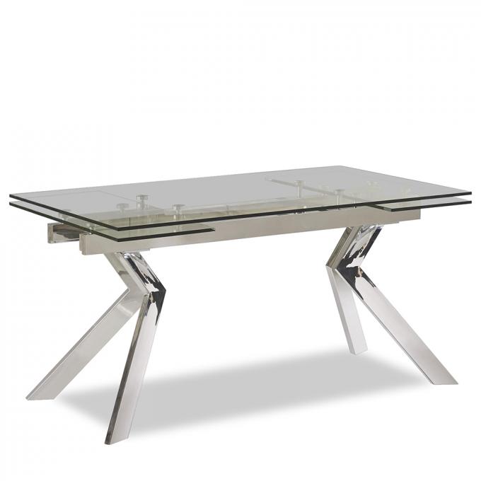 Fashion Rotated Stainless Steel Living Furniture Western Style Tempered Glass Dinning Table Sets 1