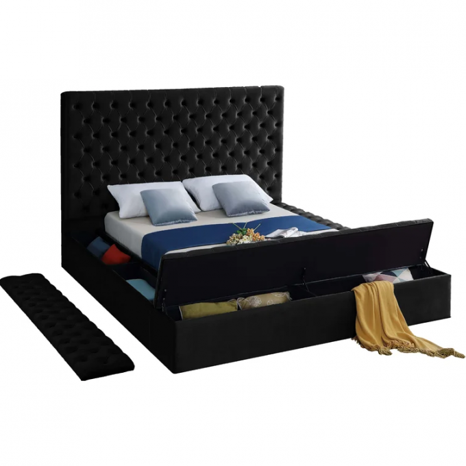 Customize velvet button tufted Designer Bedroom Luxury Bed Modern Hotel Full Luxury Queen Size Modern Hotel Storage bed 6