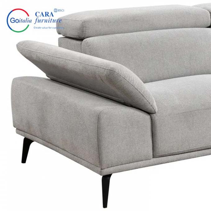 Modern Design Living Room Furniture Couch Adjustable Armrest Corner Sofa L Shape Fabric 3