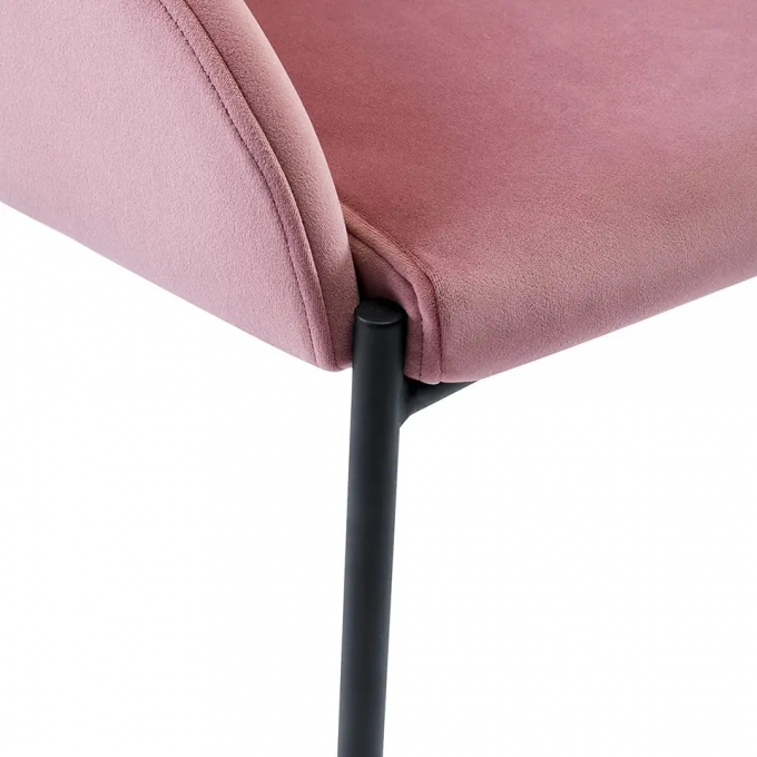 Anti Fading Velvet Modern Single Seater Chair Pink Color For Kitchen 2