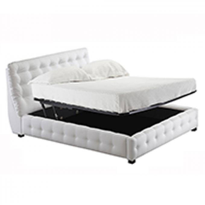 King Size Modern Ottoman Storage Bed Upholstered With White Headboard 5