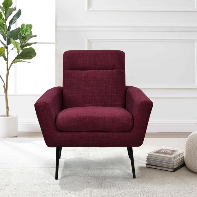Hot sale new arrival Wholesale Living Room Chair upholstery armchair rose red linen sofa chair for cafe 1