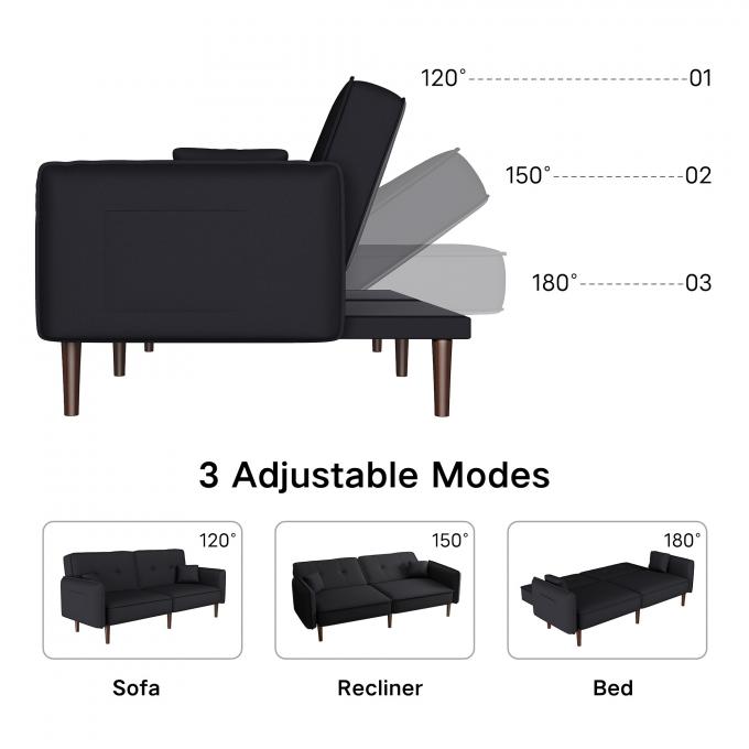 Cara FURNITURE SGS report high-density sponge black polyester living room sofas bed with pocket 0