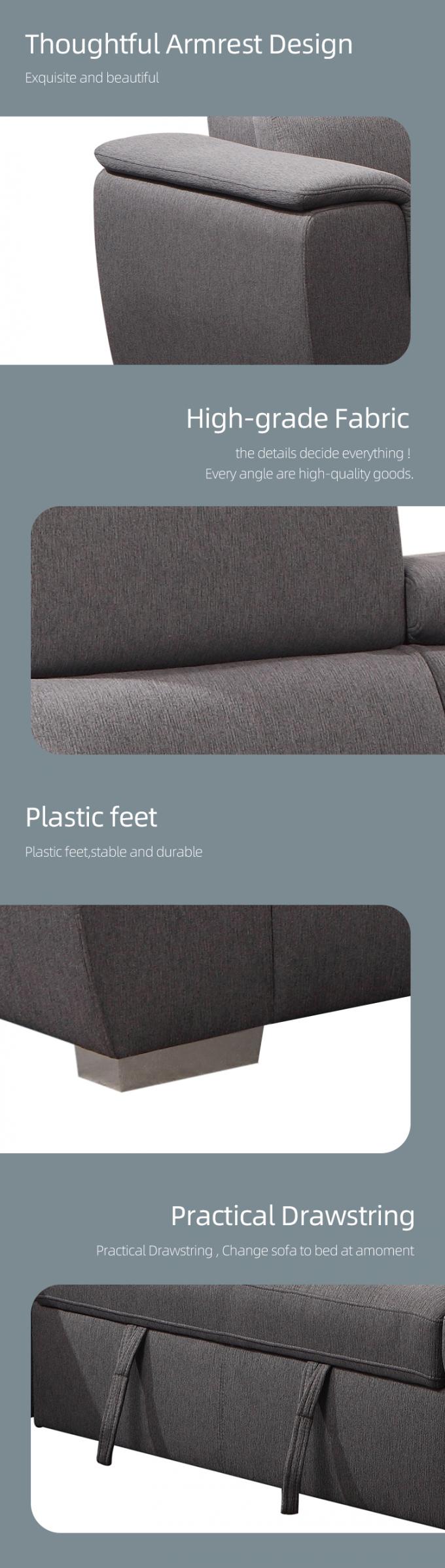 Customized Hot sale furniture living room sofa set modern u shaped sectional sofa w/pull out bed and storage chaise 3