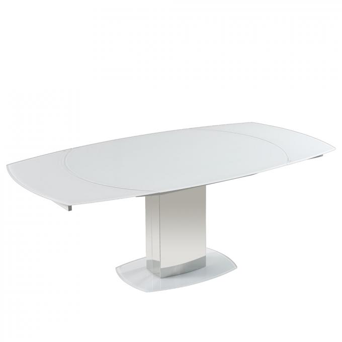 Modern Living Room Extended Stainless Steel Base Swivel Fashion Tempered Glass Dinning Table Sets 2