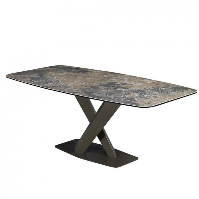 Modern Marble Top Frosted metal Leg Frame Design Living room Furniture Dinning Table 2
