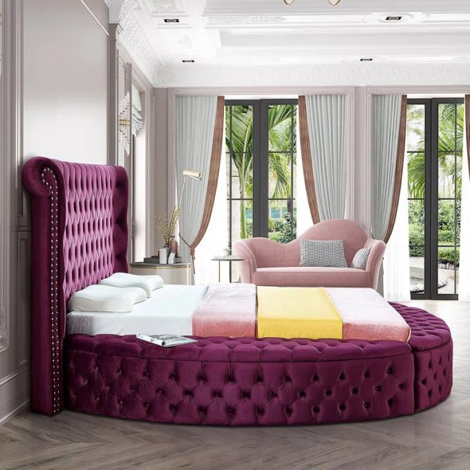 Cara Furniture Limited Factory direct velvet queen bedroom bed storage king round bed customizable bed room set 1