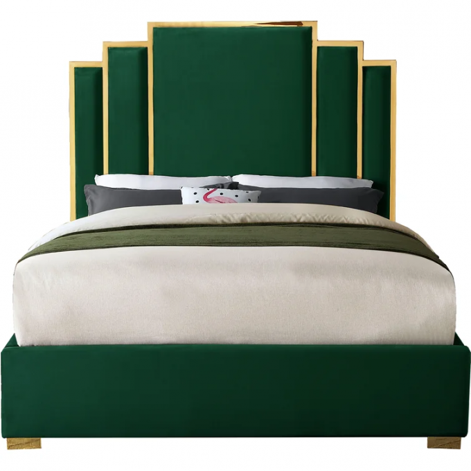 OEM/ODM furniture Manufacturer Modern Nordic Style velvet Solid Wood diamond Luxury Master Bed 2m Soft Bed for home f 5
