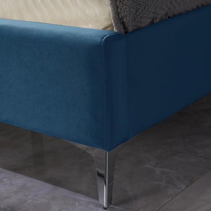 Modern button tufts nail design Blue color Minimalist and luxurious luxury bed King size for Bedroom Hotel and Apartment 2