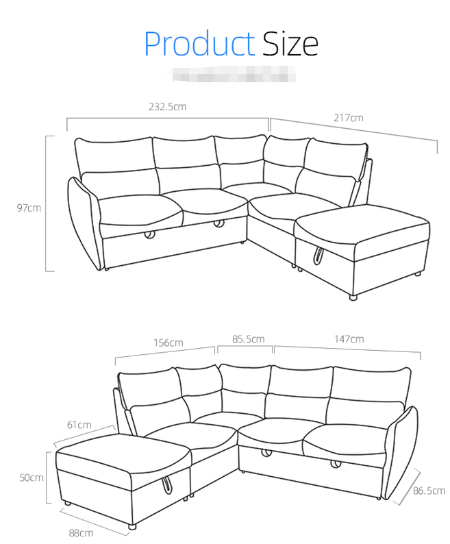 Modern u-shape 2pc seater corner and loveseat w/ pull-out bed drawing room sectional chaise linen fabric sofa set 7