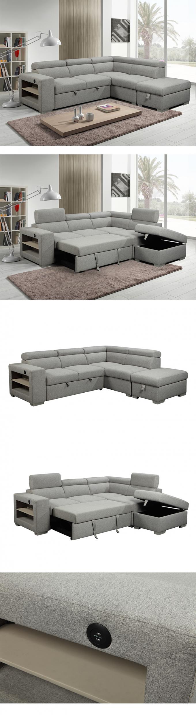 Furniture factory customized new design multi-functional living room sofa back adjustable linen fabric sofa bed 2
