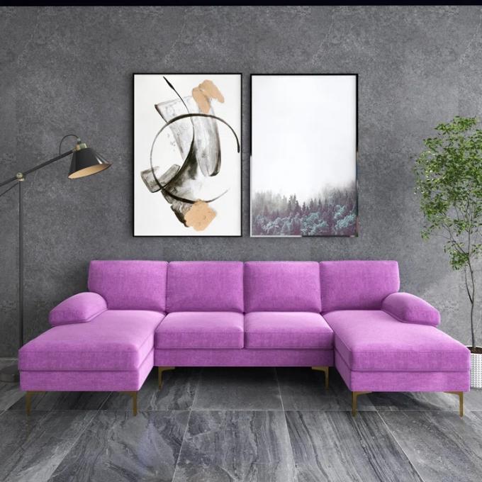 European Style corner Modern Design bar big purple Chenille sectional sofa u shape sofa for living room villa 2