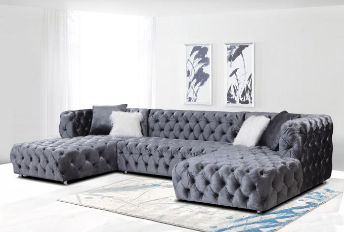 Factory wholesale new hot selling velvet living room sofa 8 seats couch sofas black tufted velvet sofa 3