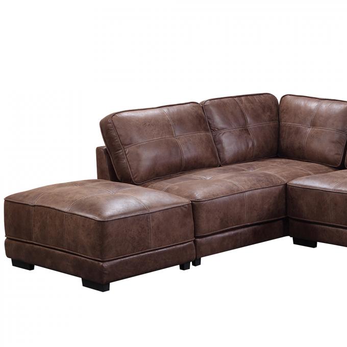 L Shape Modern Leather Sofa Anti Abrasion Multipurpose For Apartment 4
