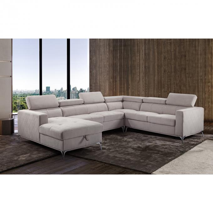 Factory price Europe modern style U shape Luxury beige color sofa home furniture sectional sofa for living room 2
