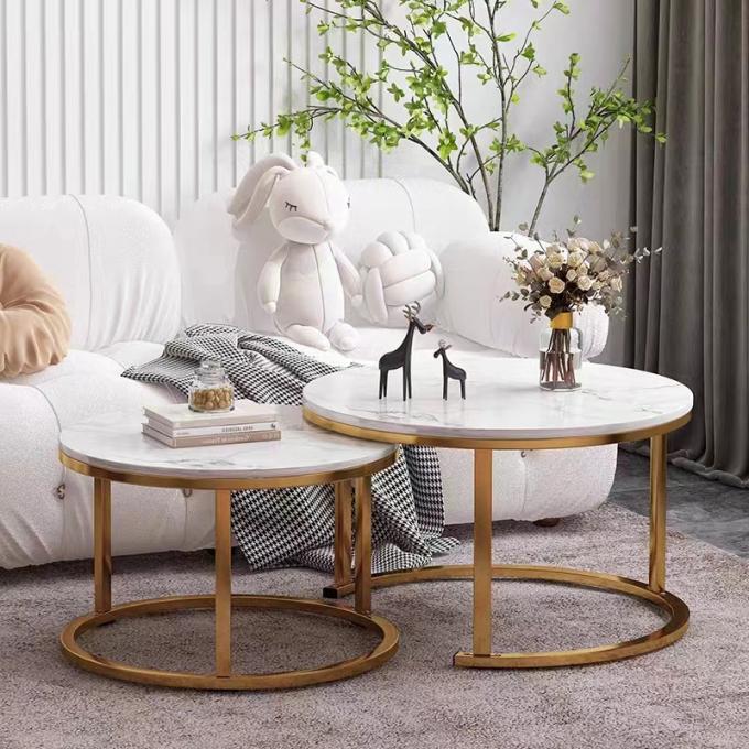 Multipurpose Coffee Cafe Tables , Round Marble Nesting Tables 1
