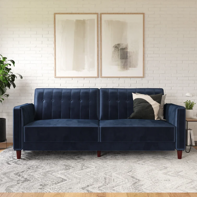 Express Services Minimalist loveseat 2seater Reversible hand-assembled blue couches recliner sofa bed set 1