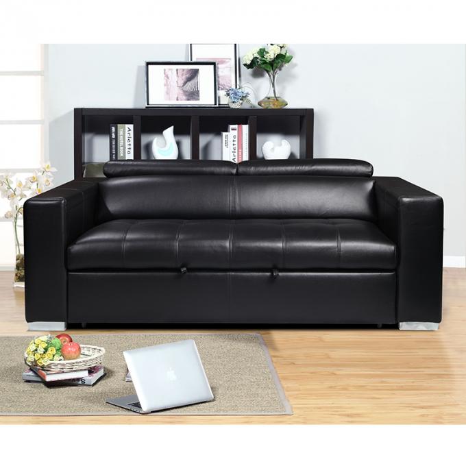 CARA 3+1 Sofa Bed Recliner Sofa Air Leather Luxury Black Convertible Folding Chair Sleeper Seat Sofa Bed 2