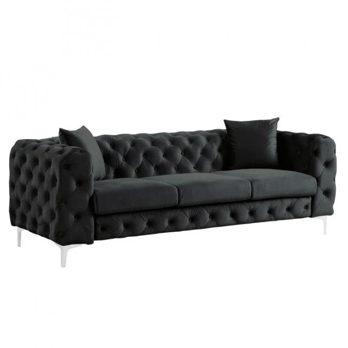 New Style Luxury 3+2+1 black velvet tufted sectional sofa indoor furniture Corner sofa set modern living room sofas 3