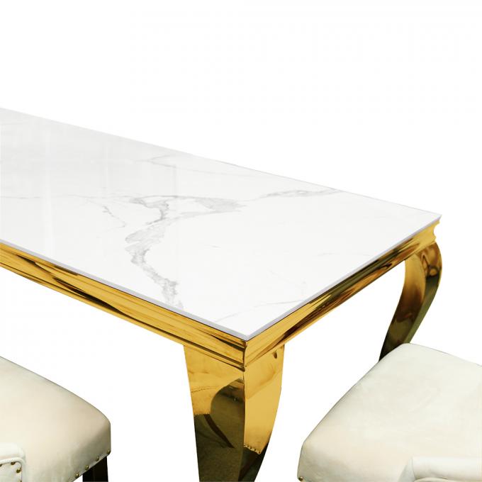 Metal Golden Luxury Modern Dining Table Set Elegant Multi Function 4