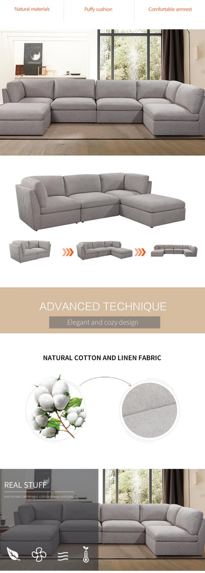 Practical Antiwear Modern Modular Sofa , Foldable Sectional Couch With Chaise 1