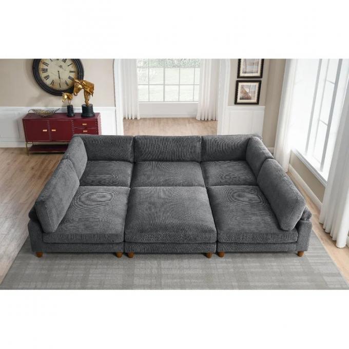 free combination Dark Gray Corduroy living room Sofa 6 - Piece sofa sets Upholstered Sectional sofa bed 2