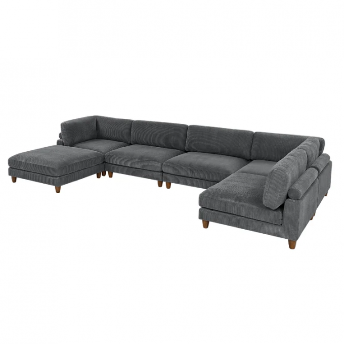 free combination Dark Gray Corduroy living room Sofa 6 - Piece sofa sets Upholstered Sectional sofa bed 4