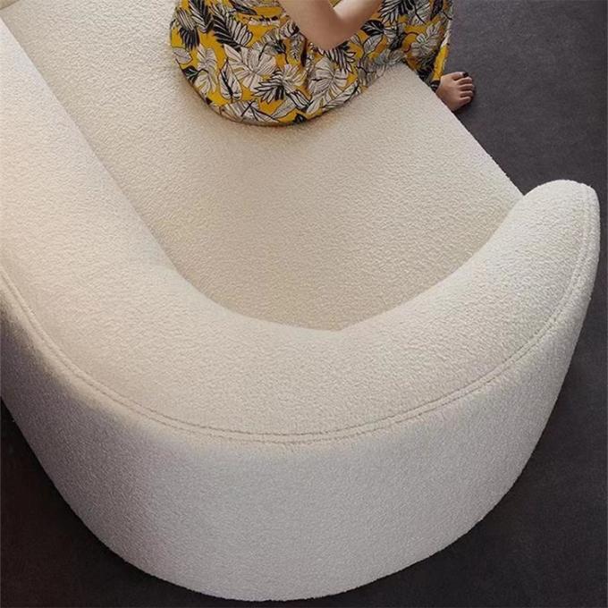 Italian minimalist fabric lamb velvet sofa set shaped curved light luxury Nordic modern corner sofa bed 4
