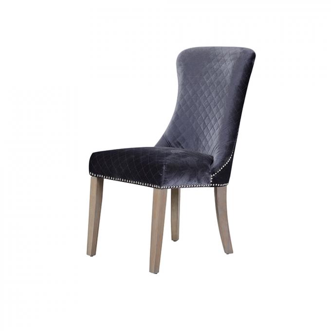 Apartment Nontoxic Grey Velvet Dining Chairs , Anti Abrasion Side Chair Upholstered 4