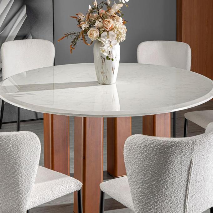 Antiwear Round Luxury Modern Dining Table Set Anti Fading With 4 Legs 0