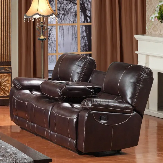 ODM Hotel Leather Power Recliner Sofa , Durable Leather Couch With Electric Recliners 4