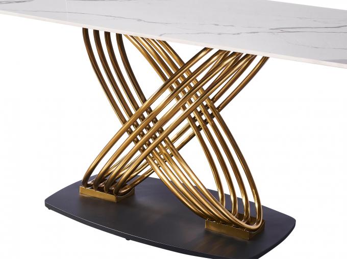 ODM OEM Luxury Modern Dining Table Set Ceramic Chrome Gold Silver 1