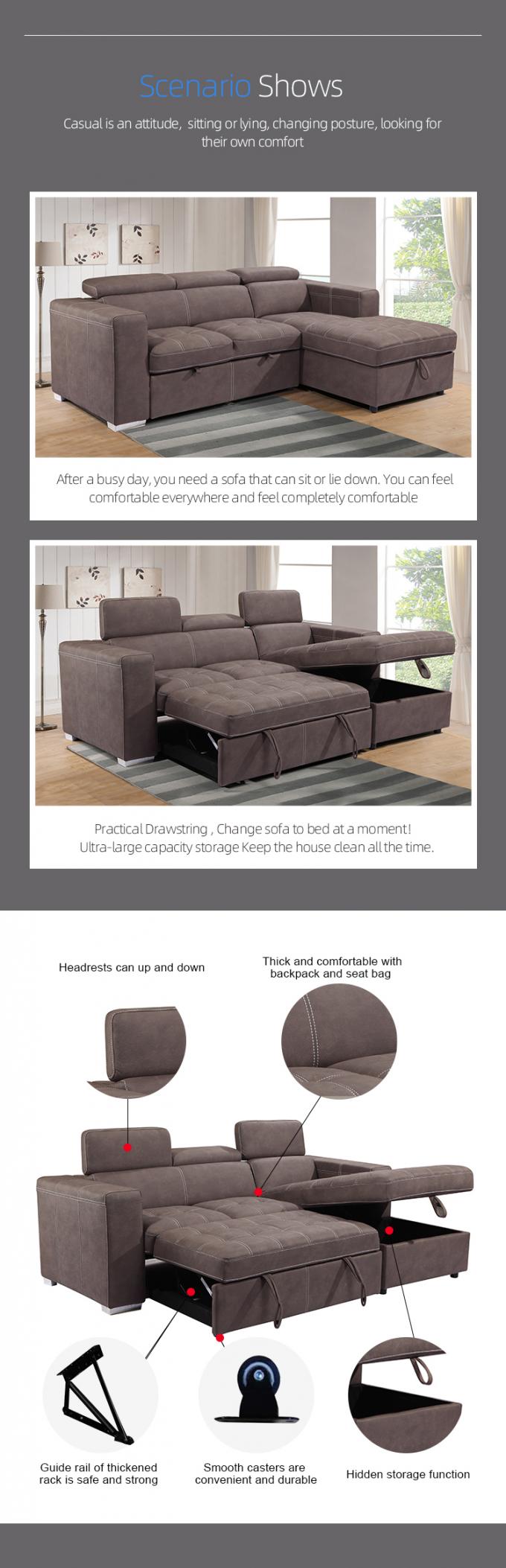 BSCI Modern Sectional Couch Sofa Set Pull Out Sofa Bed Multi-Functions Office Home Furniture leather L Shape Living Room 3