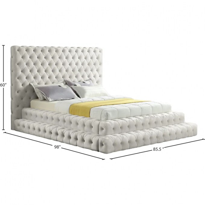 Customized Cream velvet tufted European Designs double king queen size modern furniture designer frame for hotel 7