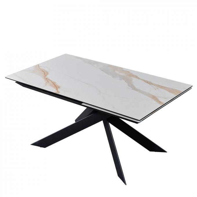 Modern Design Square Expandable Dinning room Marble Top White Luxury Dinning Table Sets 2