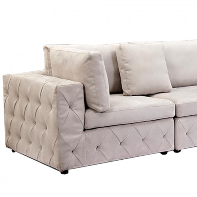 Beige Fabric Luxury Corner Sofa Multipurpose 4 Seater For Hotel 4
