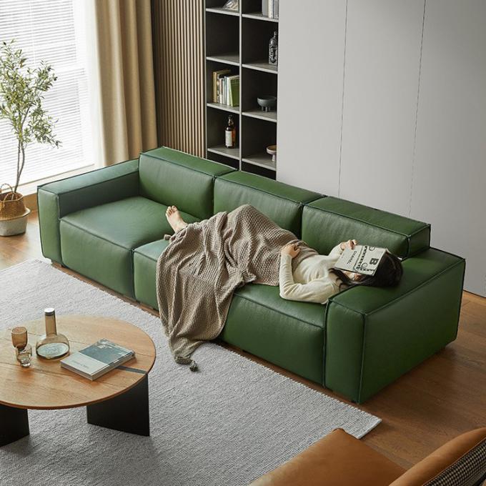 Customized Living Room Sofa Set High Density Foam Leather Sofa For Apartment Hotel 1