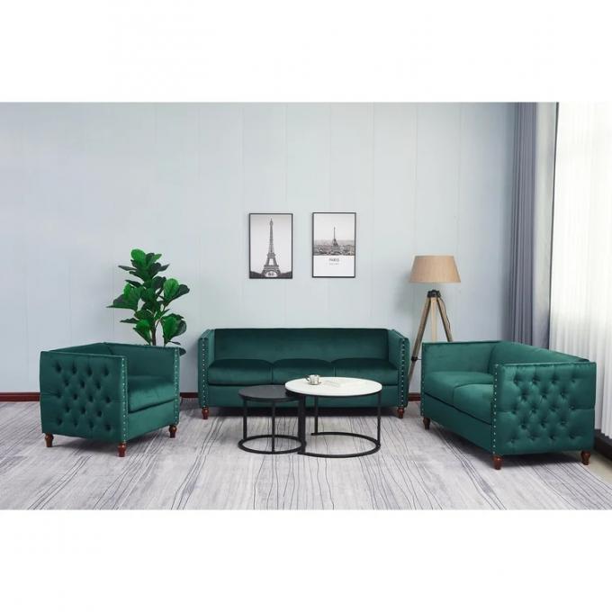 Italian 3+2+1 furniture modern couches living room furniture tufted green velvet furnisher sofa set velvet couch 2