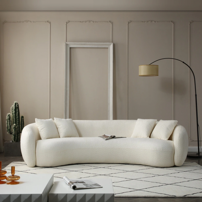 European arc cozy living room sofa modern minimalism cream moon-shaped corner berber fleece Dough sofa 4