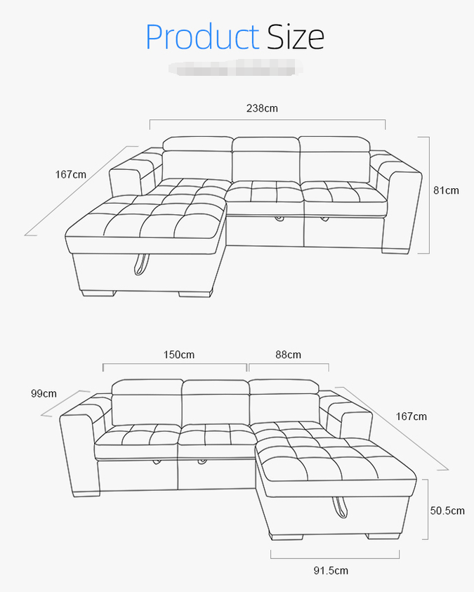 Ingleside 2 modern comfort L shaped sleeper sofa Manufacturer OEM/ODM multifunction corner sofa bed for living room 6