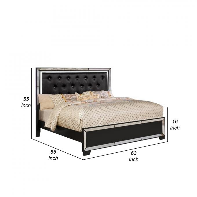 LED lights High-End Modern bed furniture upholstered set bed with button tufted design for HOTEL BEDROOM 3